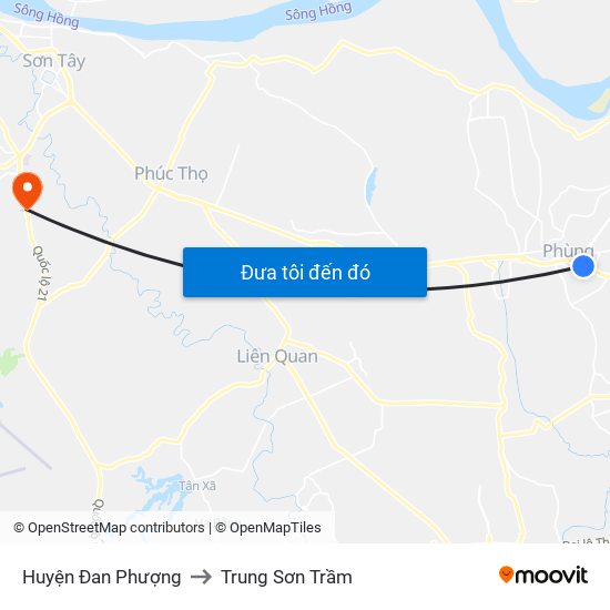 Huyện Đan Phượng to Trung Sơn Trầm map