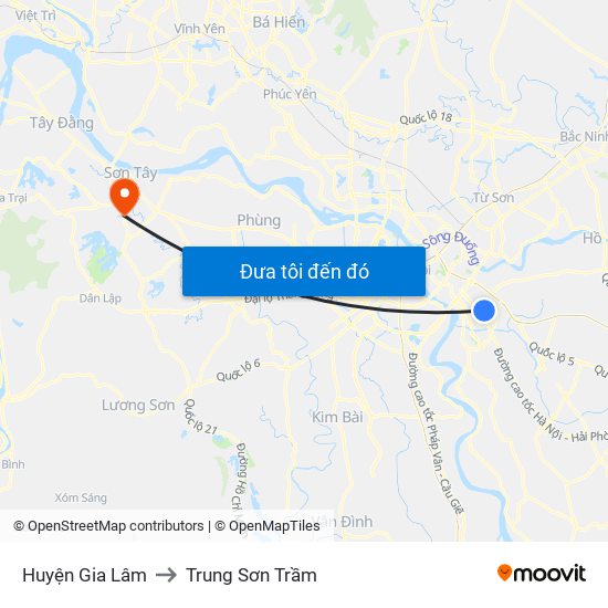 Huyện Gia Lâm to Trung Sơn Trầm map