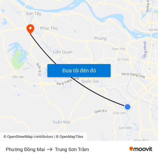 Phường Đồng Mai to Trung Sơn Trầm map