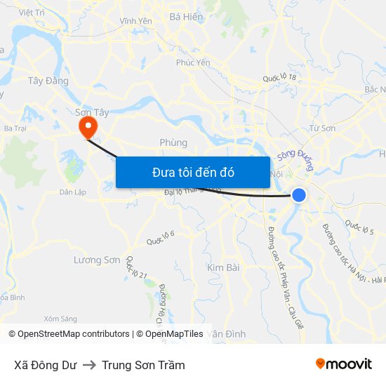 Xã Đông Dư to Trung Sơn Trầm map