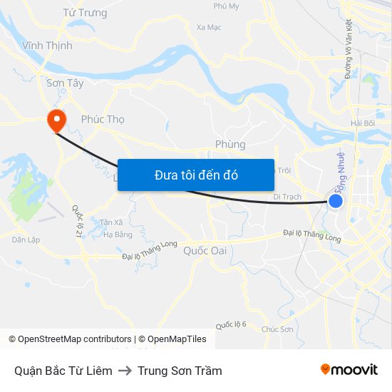Quận Bắc Từ Liêm to Trung Sơn Trầm map