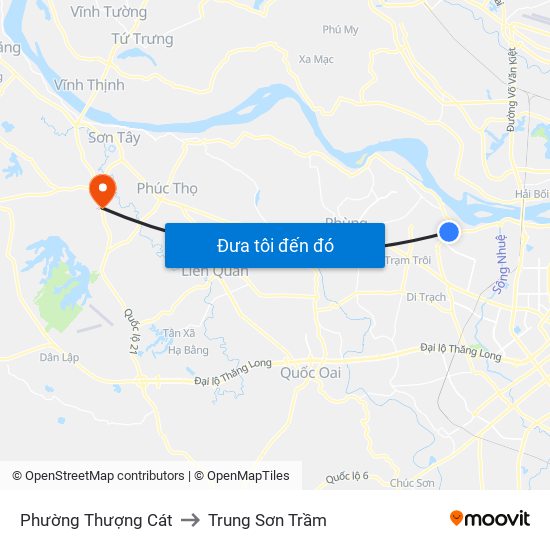 Phường Thượng Cát to Trung Sơn Trầm map