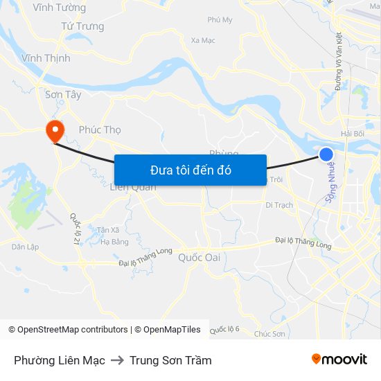 Phường Liên Mạc to Trung Sơn Trầm map