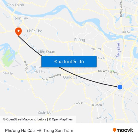 Phường Hà Cầu to Trung Sơn Trầm map