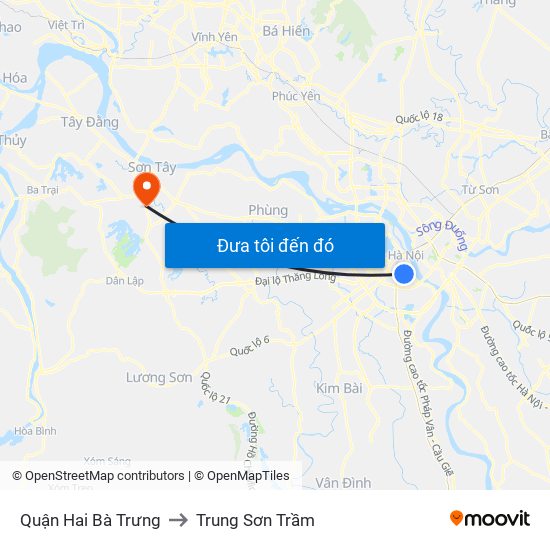 Quận Hai Bà Trưng to Trung Sơn Trầm map