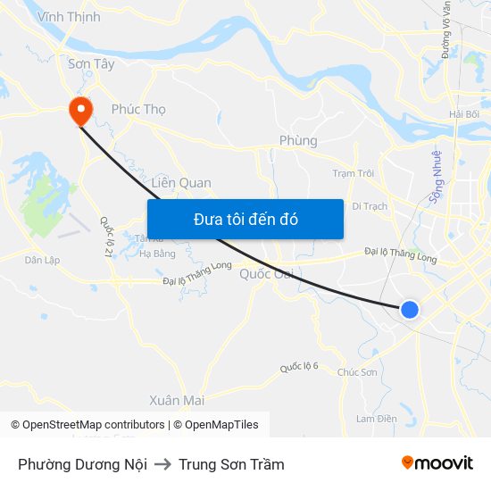 Phường Dương Nội to Trung Sơn Trầm map