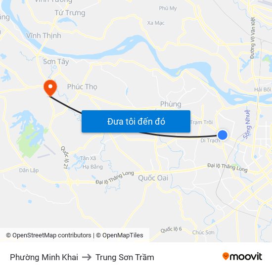 Phường Minh Khai to Trung Sơn Trầm map