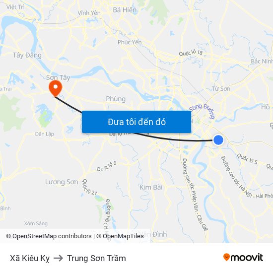 Xã Kiêu Kỵ to Trung Sơn Trầm map