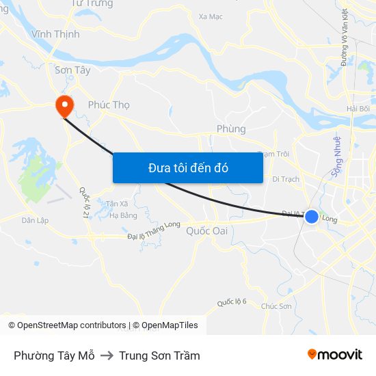 Phường Tây Mỗ to Trung Sơn Trầm map