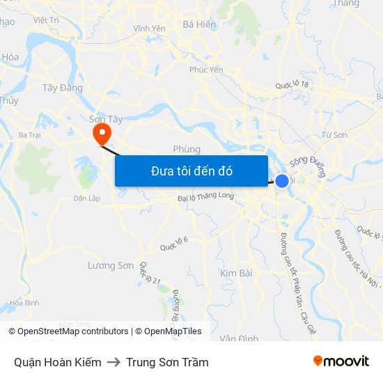 Quận Hoàn Kiếm to Trung Sơn Trầm map