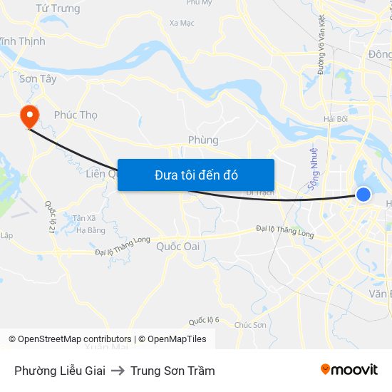 Phường Liễu Giai to Trung Sơn Trầm map