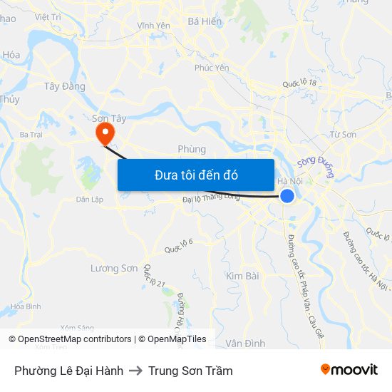 Phường Lê Đại Hành to Trung Sơn Trầm map