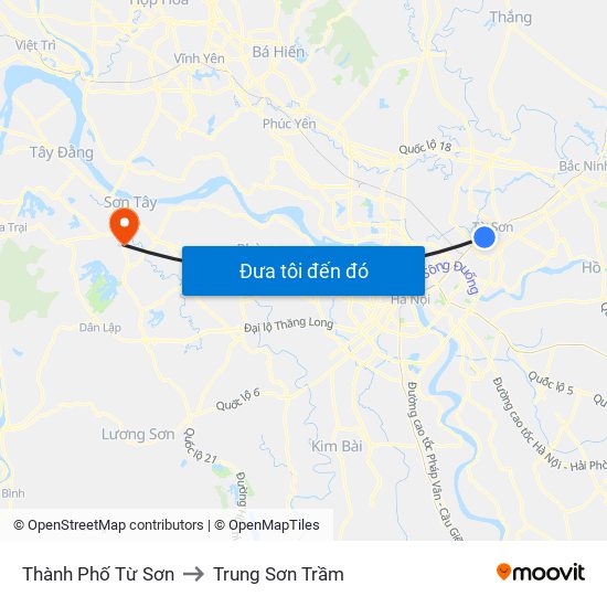 Thành Phố Từ Sơn to Trung Sơn Trầm map