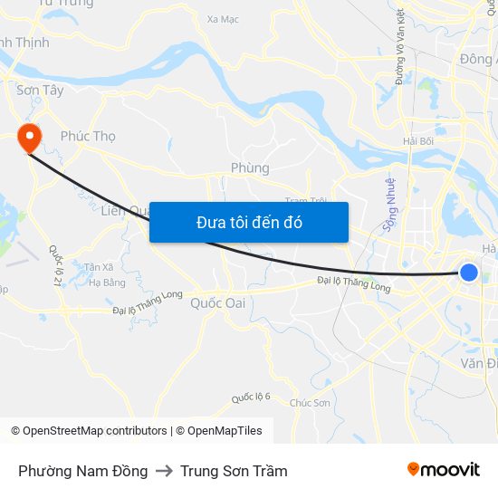 Phường Nam Đồng to Trung Sơn Trầm map
