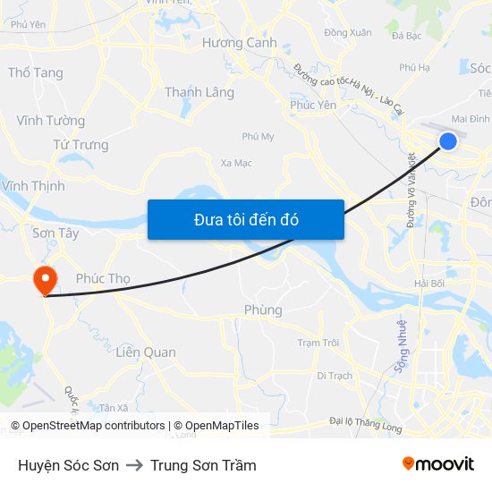 Huyện Sóc Sơn to Trung Sơn Trầm map
