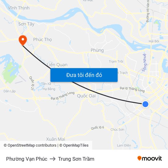 Phường Vạn Phúc to Trung Sơn Trầm map