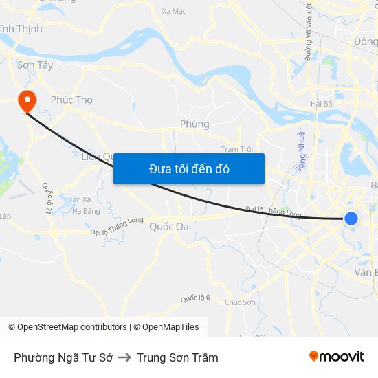 Phường Ngã Tư Sở to Trung Sơn Trầm map