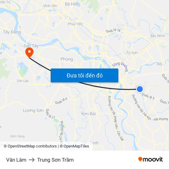 Văn Lâm to Trung Sơn Trầm map