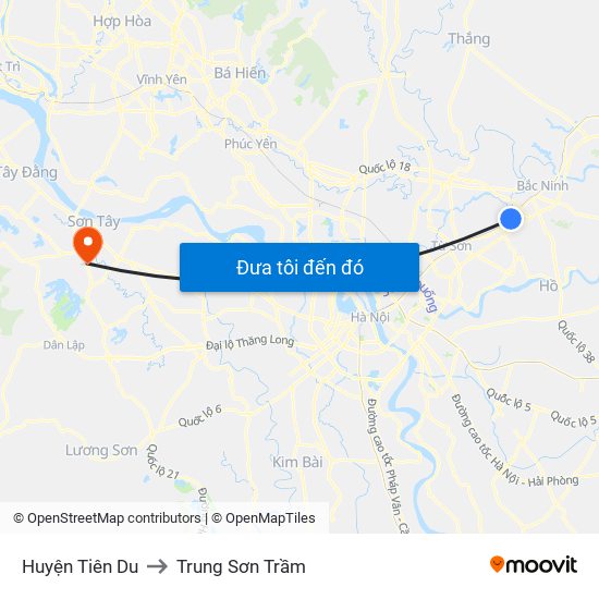 Huyện Tiên Du to Trung Sơn Trầm map