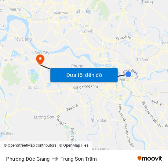 Phường Đức Giang to Trung Sơn Trầm map