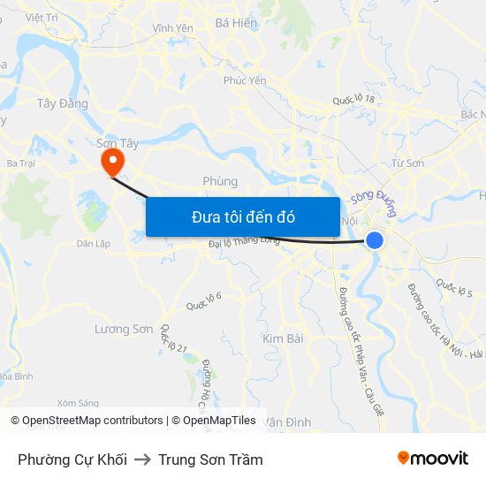 Phường Cự Khối to Trung Sơn Trầm map