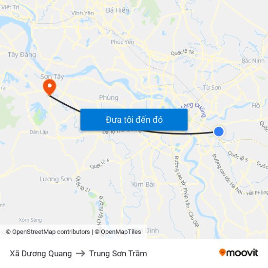 Xã Dương Quang to Trung Sơn Trầm map