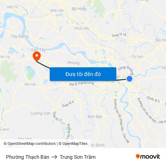 Phường Thạch Bàn to Trung Sơn Trầm map