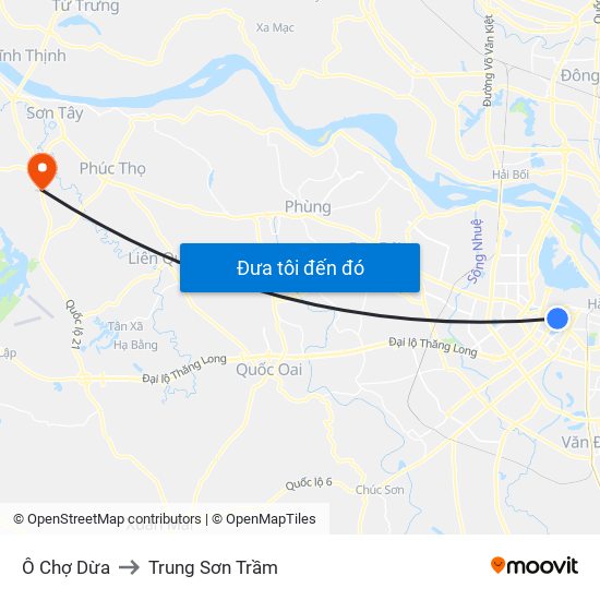 Ô Chợ Dừa to Trung Sơn Trầm map