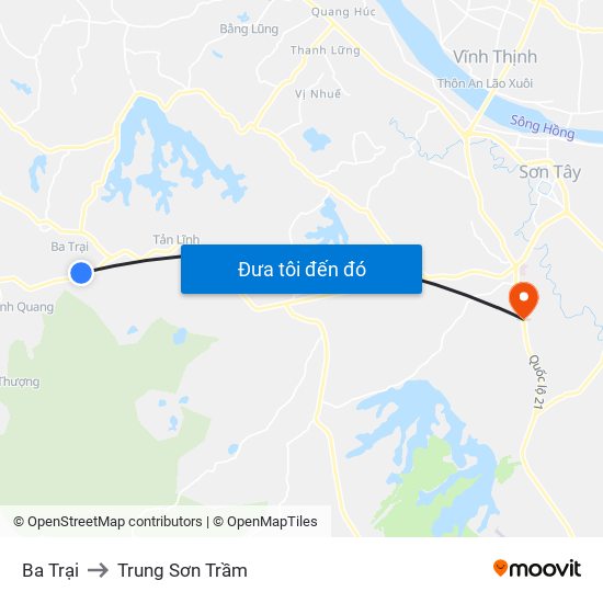 Ba Trại to Trung Sơn Trầm map