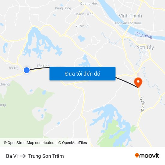 Ba Vì to Trung Sơn Trầm map