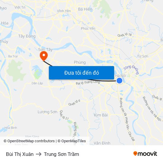 Bùi Thị Xuân to Trung Sơn Trầm map