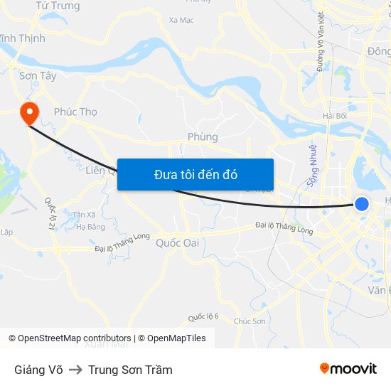 Giảng Võ to Trung Sơn Trầm map