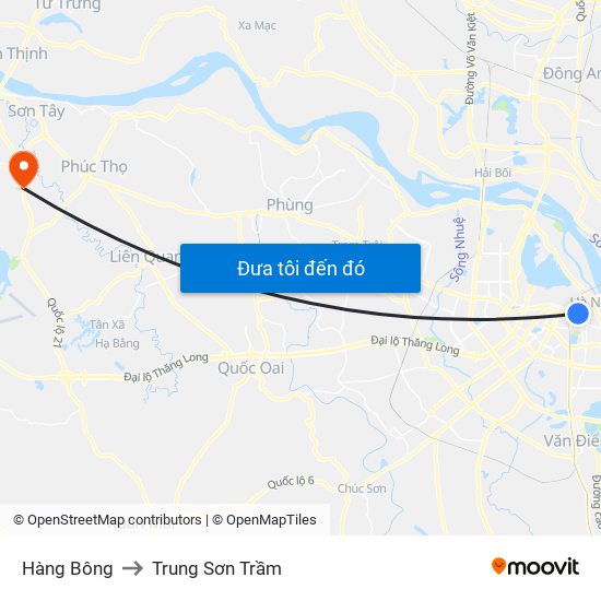 Hàng Bông to Trung Sơn Trầm map