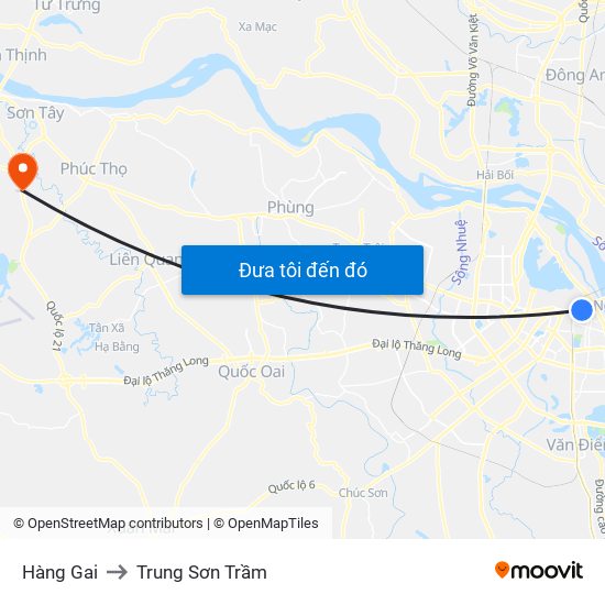 Hàng Gai to Trung Sơn Trầm map