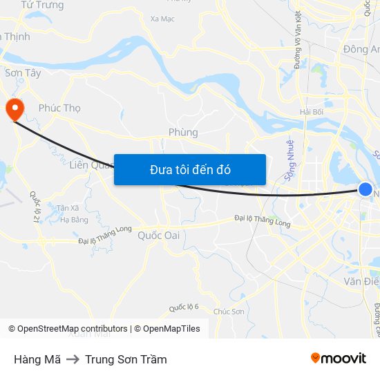 Hàng Mã to Trung Sơn Trầm map