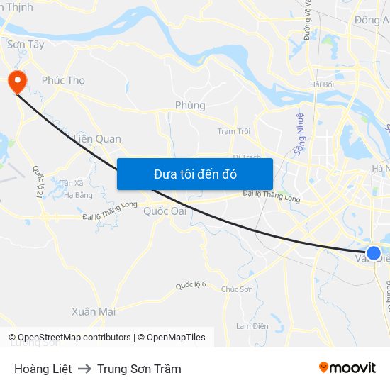 Hoàng Liệt to Trung Sơn Trầm map