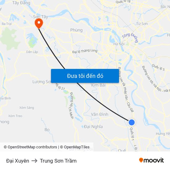 Đại Xuyên to Trung Sơn Trầm map