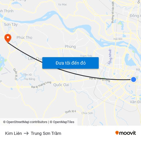 Kim Liên to Trung Sơn Trầm map
