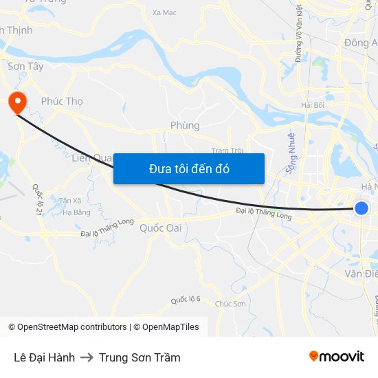 Lê Đại Hành to Trung Sơn Trầm map