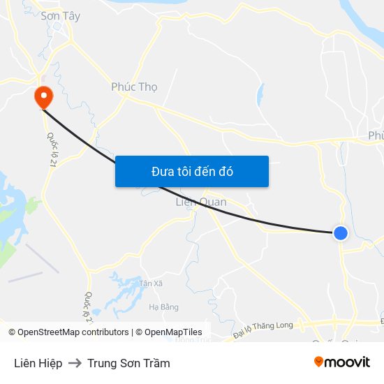 Liên Hiệp to Trung Sơn Trầm map