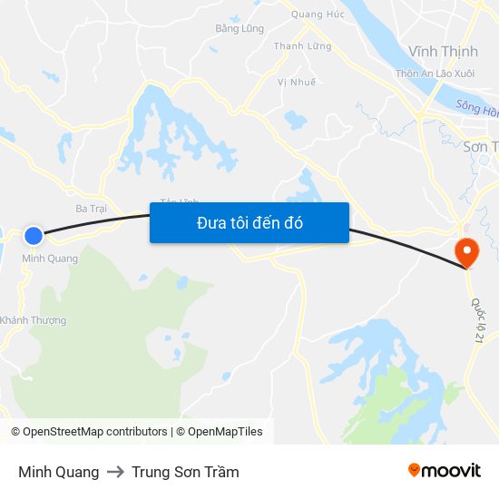 Minh Quang to Trung Sơn Trầm map