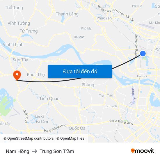 Nam Hồng to Trung Sơn Trầm map