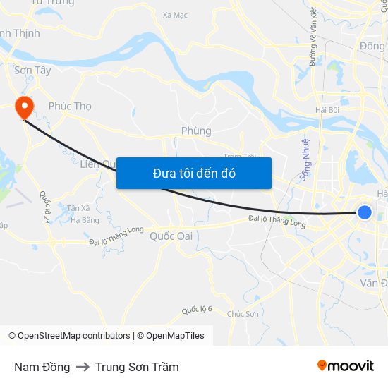 Nam Đồng to Trung Sơn Trầm map