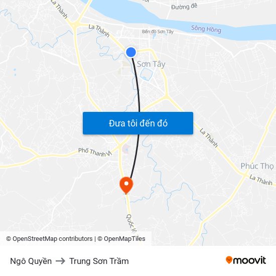 Ngô Quyền to Trung Sơn Trầm map