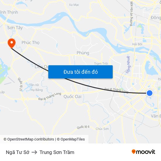 Ngã Tư Sở to Trung Sơn Trầm map