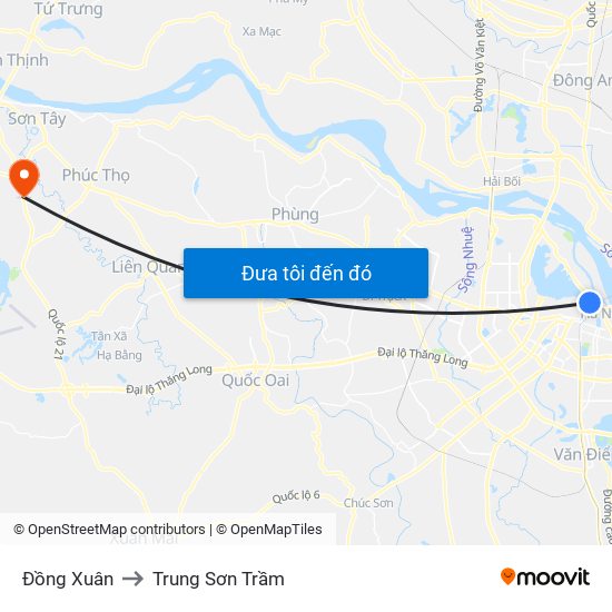 Đồng Xuân to Trung Sơn Trầm map