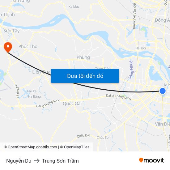 Nguyễn Du to Trung Sơn Trầm map