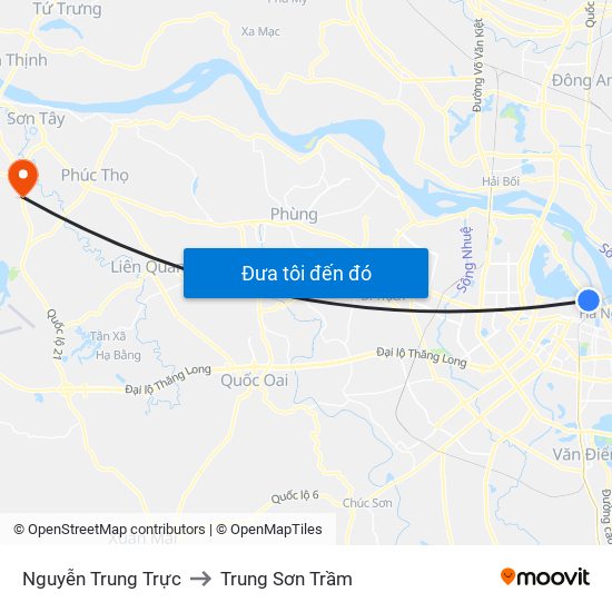 Nguyễn Trung Trực to Trung Sơn Trầm map