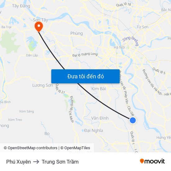 Phú Xuyên to Trung Sơn Trầm map