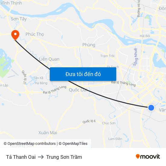 Tả Thanh Oai to Trung Sơn Trầm map